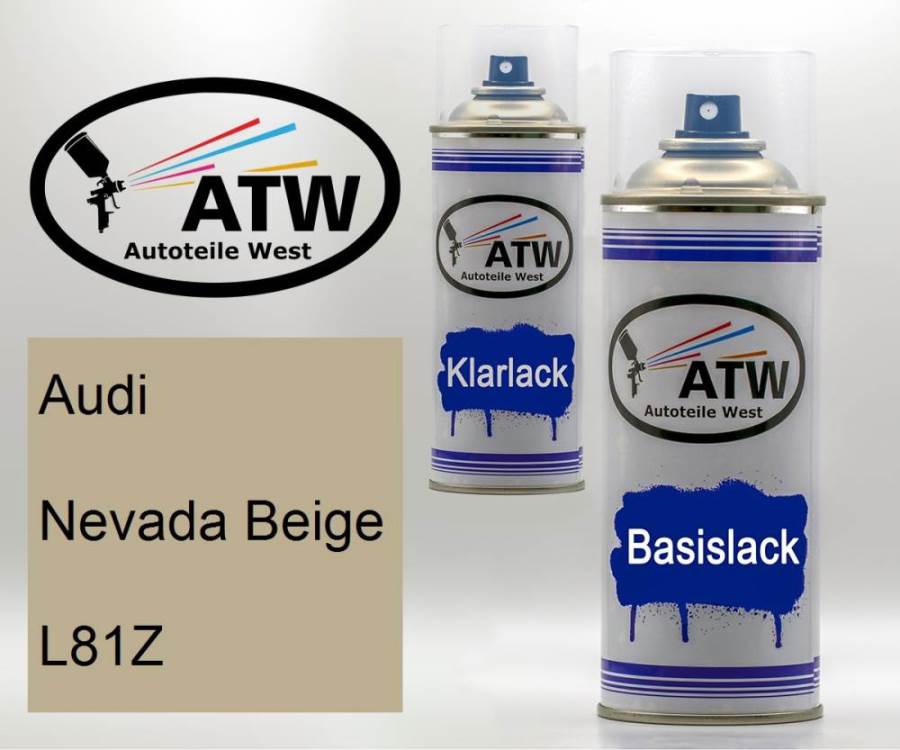 Audi, Nevada Beige, L81Z: 400ml Sprühdose + 400ml Klarlack - Set, von ATW Autoteile West.